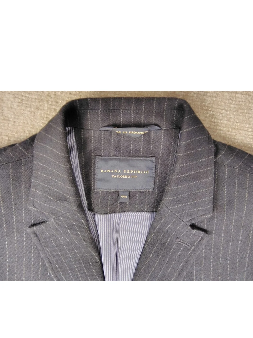 Men's Banana Republic Tailored Fit Navy Striped 2bt Cotton Blazer Sport Coat 44R